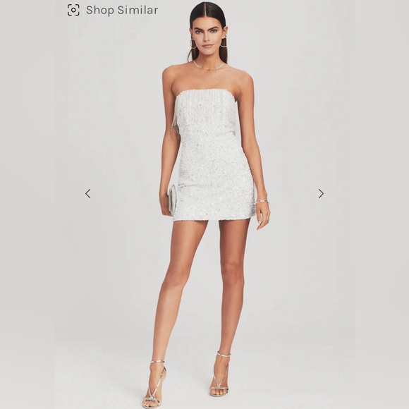 NWT Elegant White/silver Strapless Dress from Retrofete XS - Picture 1 of 13